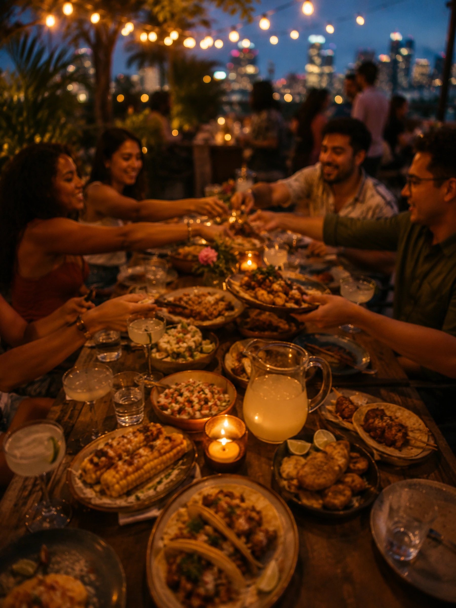 Shareable Latin plates in the middle of the table